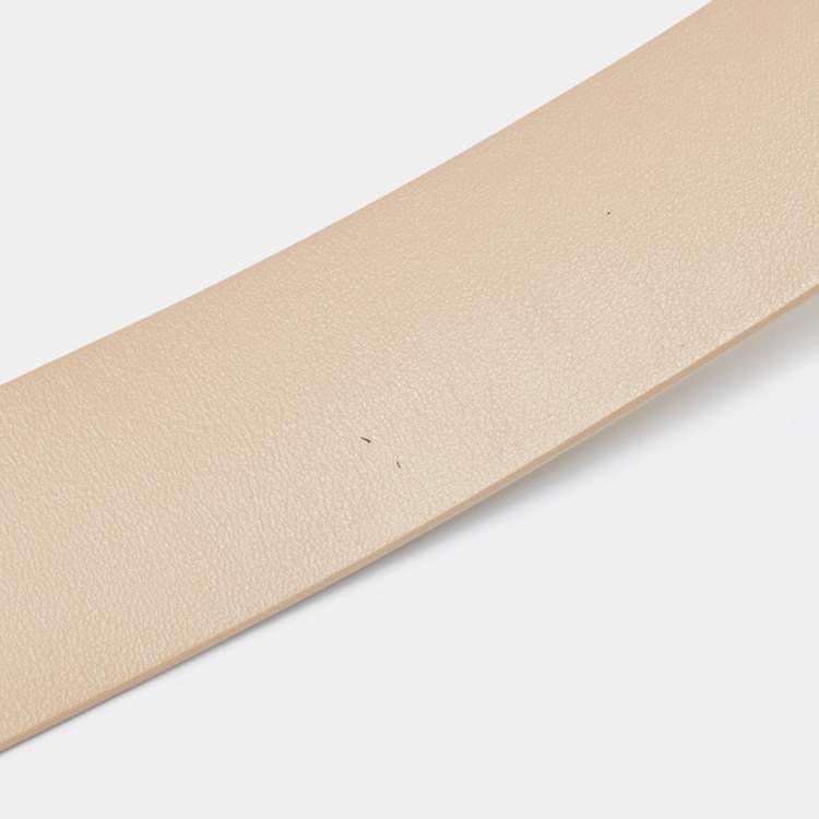 Pre Owned Dior Beige Leather D Buckle Belt 80CM