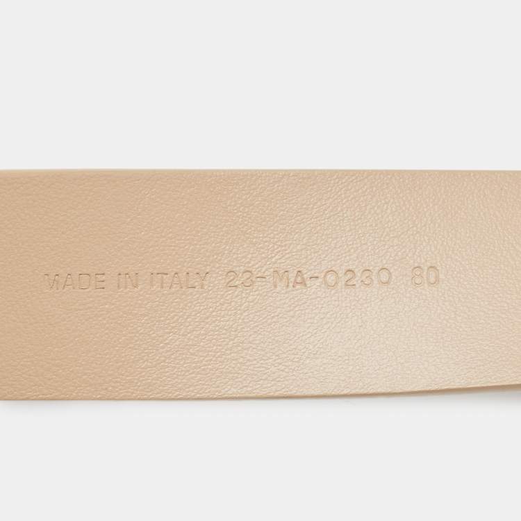 Pre Owned Dior Beige Leather D Buckle Belt 80CM