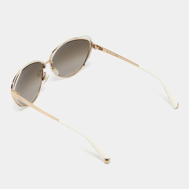 Pre Owned Dior White /Gold JQOHA Aviator Sunglasses