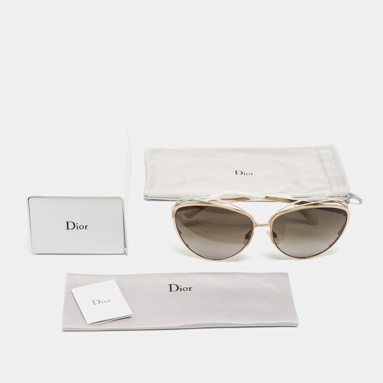 Pre Owned Dior White /Gold JQOHA Aviator Sunglasses