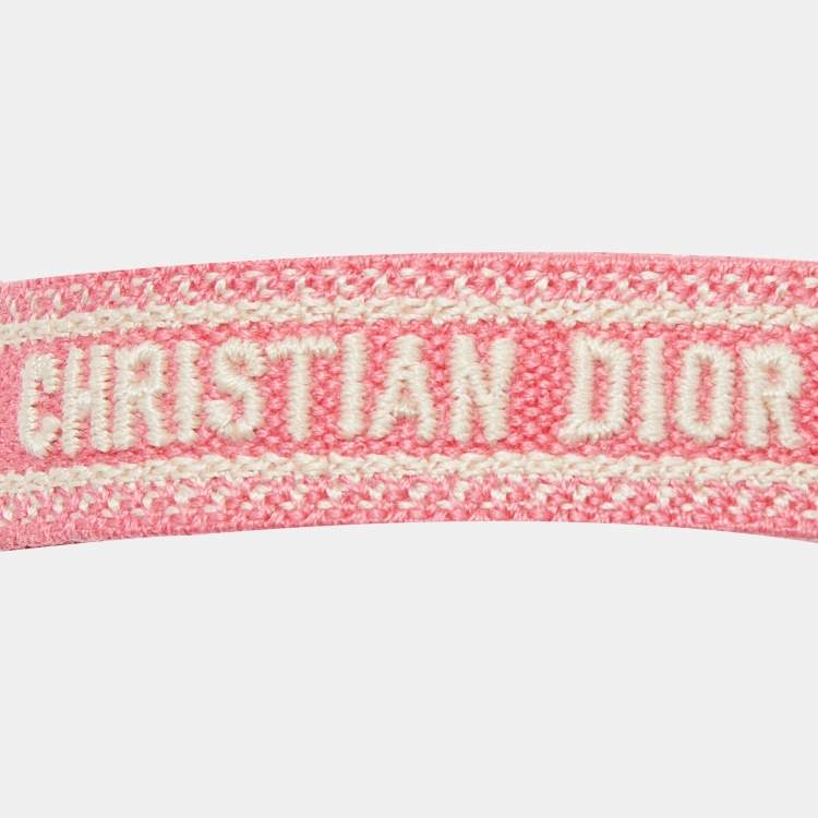 Pre Owned Dior Placid Blue/Pink Christain Dior Dubai Embroidered Cotton Bracelet Set