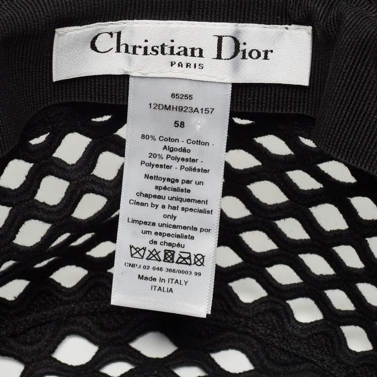 Pre Owned Dior Black Mesh Bucket Hat Size 58