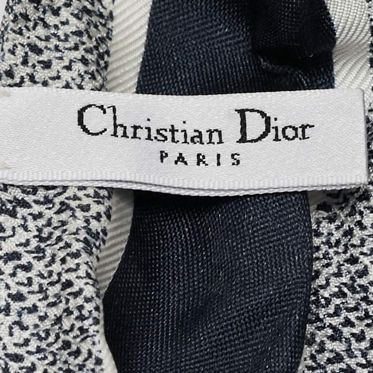 Pre Owned Dior Navy Blue Straw & Embroidered Canvas Mitzah D-Ocean Visor Cap