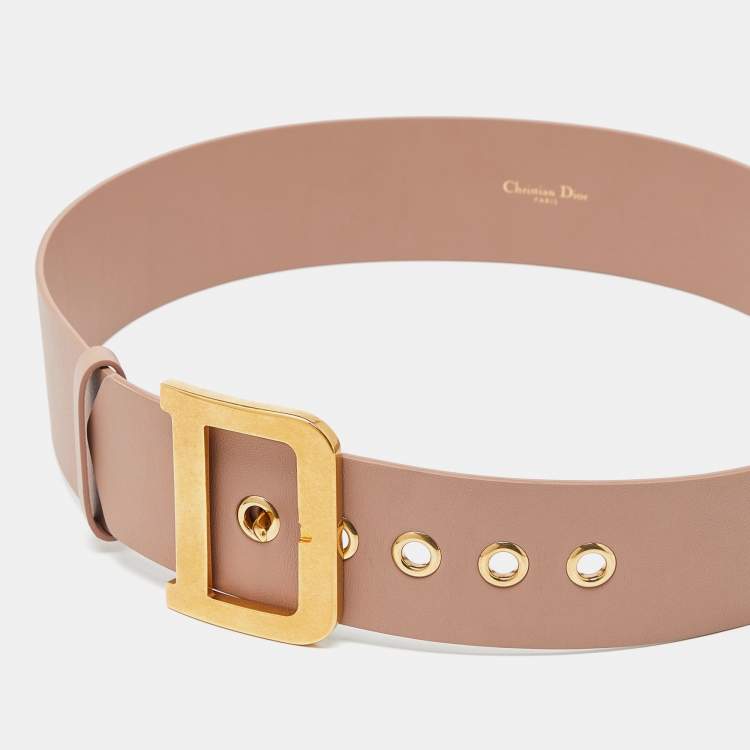 Pre Owned Dior Pink Leather Wide Waist Belt 85CM