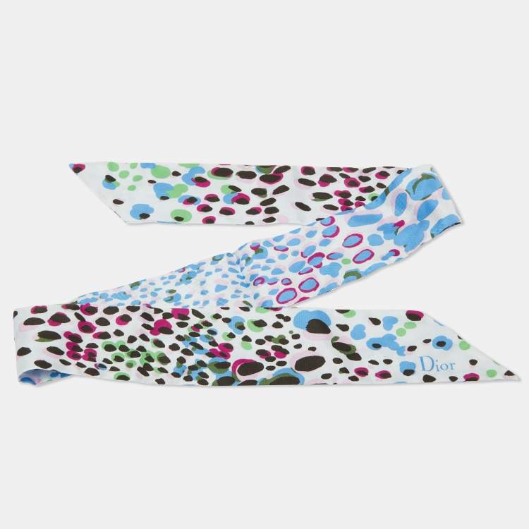 Pre Owned Dior Multicolor Dot Printed Silk Mitzah Scarf