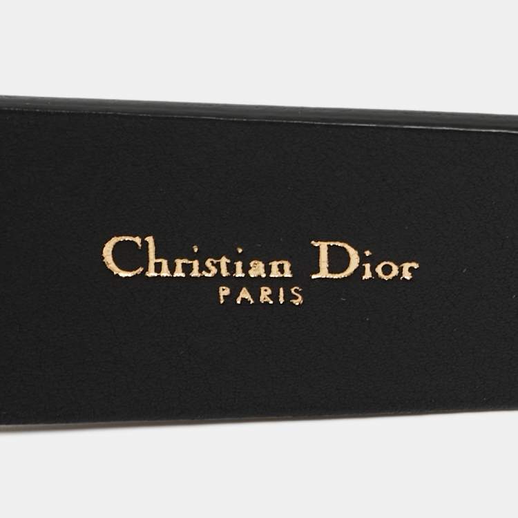 Pre Owned Dior Black Leather Diorquake Buckle Belt 75 CM