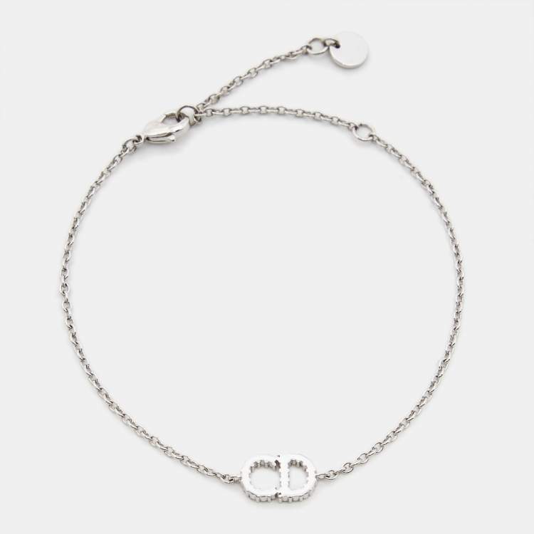 Pre Owned Dior CD Crystal Silver Tone Bracelet