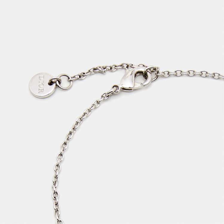 Pre Owned Dior CD Crystal Silver Tone Bracelet