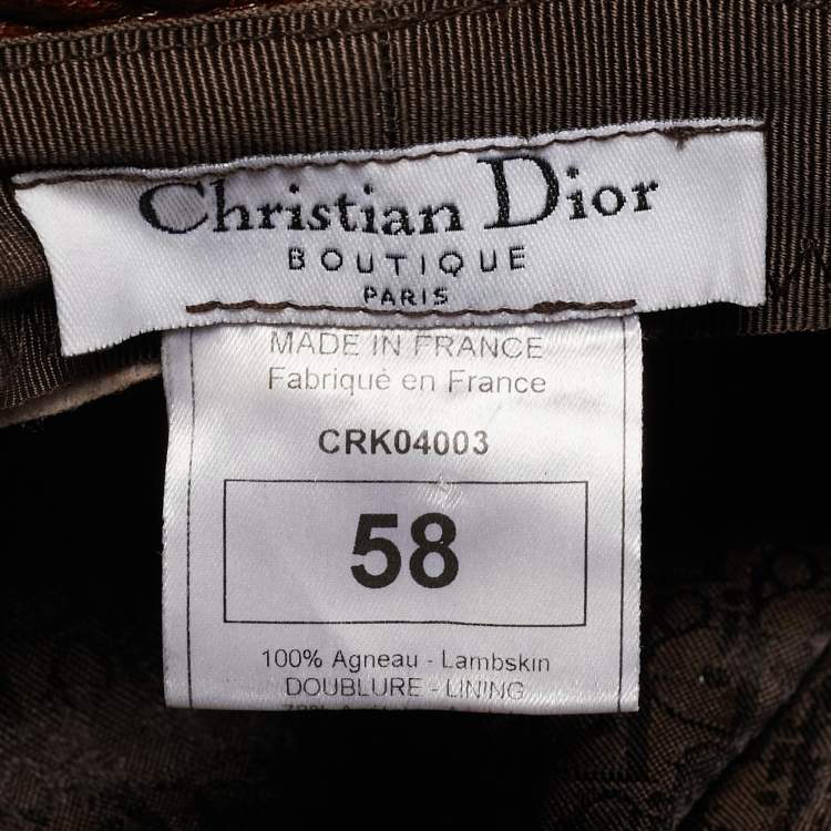 Pre Owned Dior Brown Leather Newsboy Cap