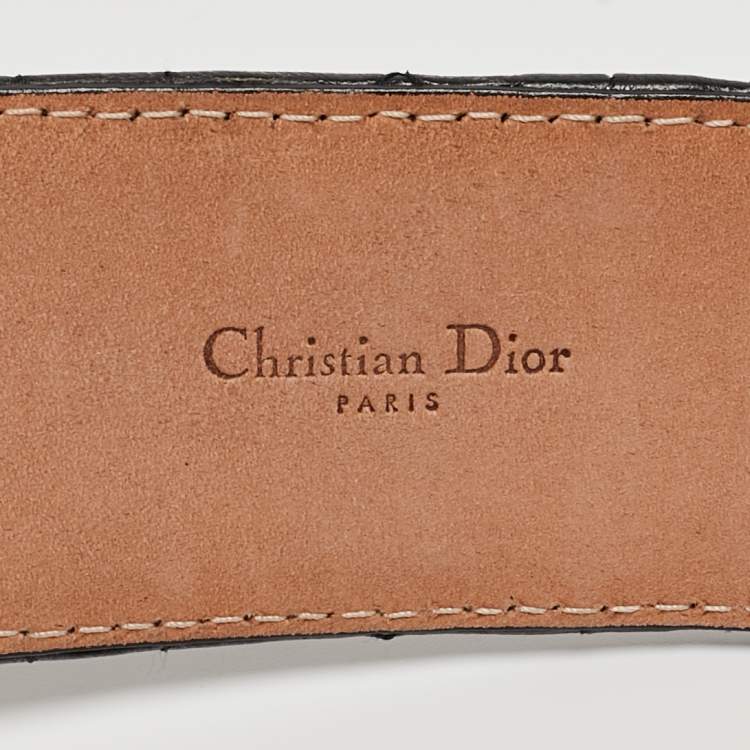 Pre Owned Dior Black Cannage Leather D Buckle Belt 90 CM