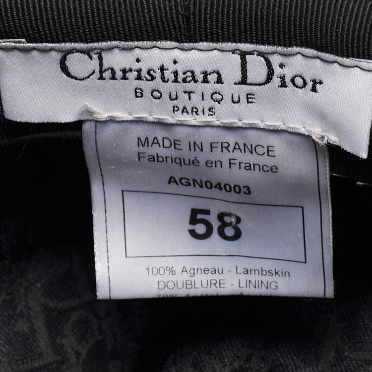 Pre Owned Dior Black Croc Embossed Leather Newsboy Cap
