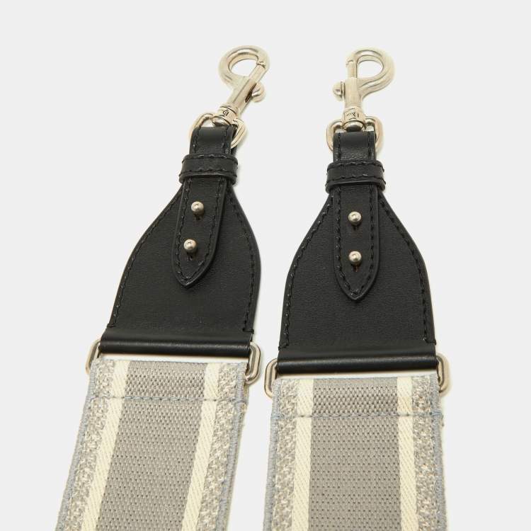 Pre Owned Dior Grey/White Canvas and Leather Shoulder Bag Strap