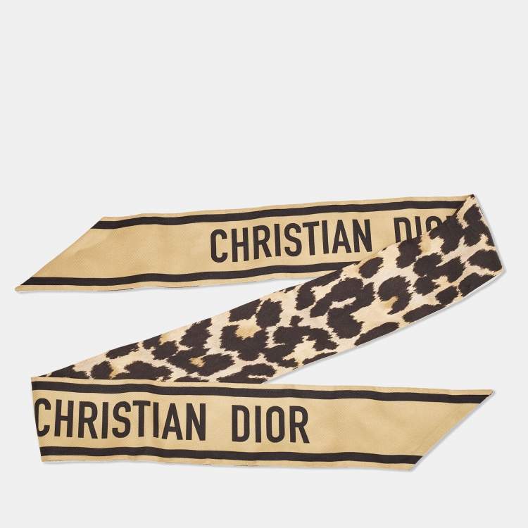 Dior Black/Gold Leopard Print Silk Mizza Mitzah Scarf Dior | TLC