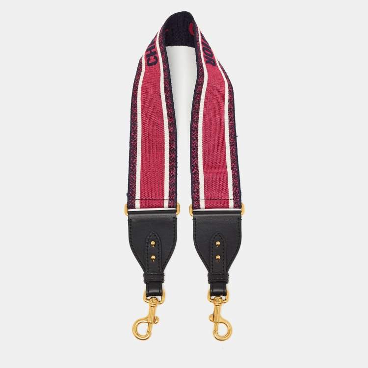 Pre Owned Dior Navy Blue/Pink Canvas and Leather Shoulder Bag Strap