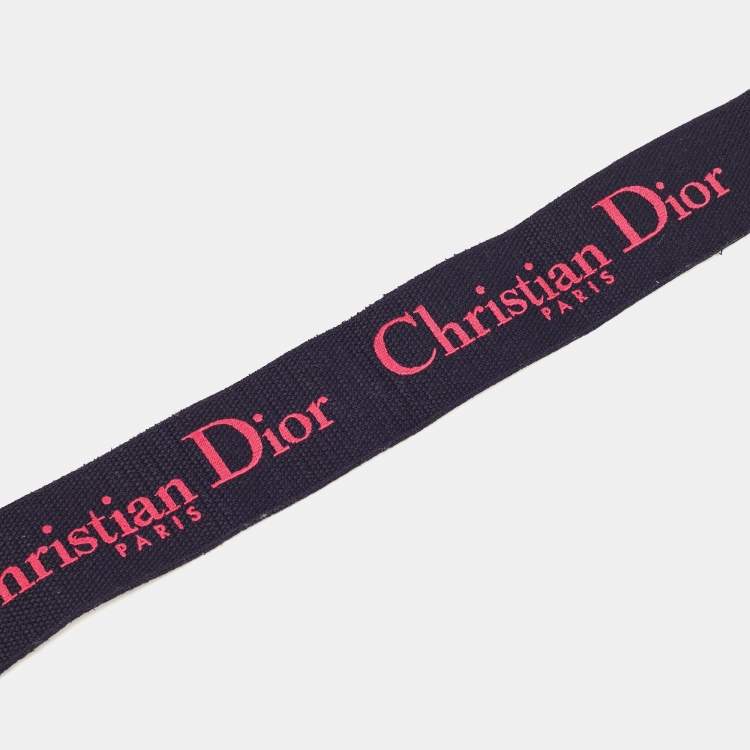 Pre Owned Dior Navy Blue/Pink Canvas and Leather Shoulder Bag Strap