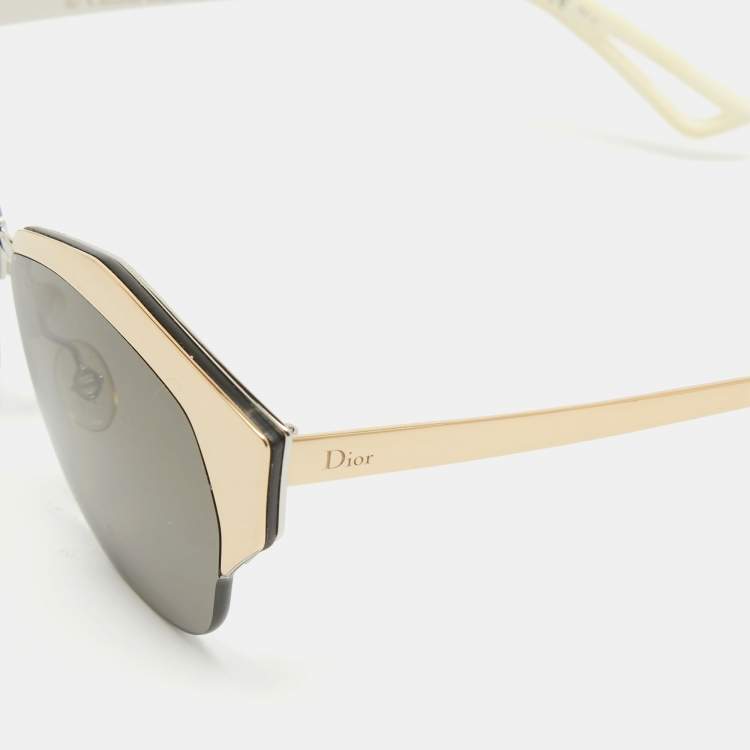 Pre Owned Dior Gold/Black I1206J Mirrored Sunglasses