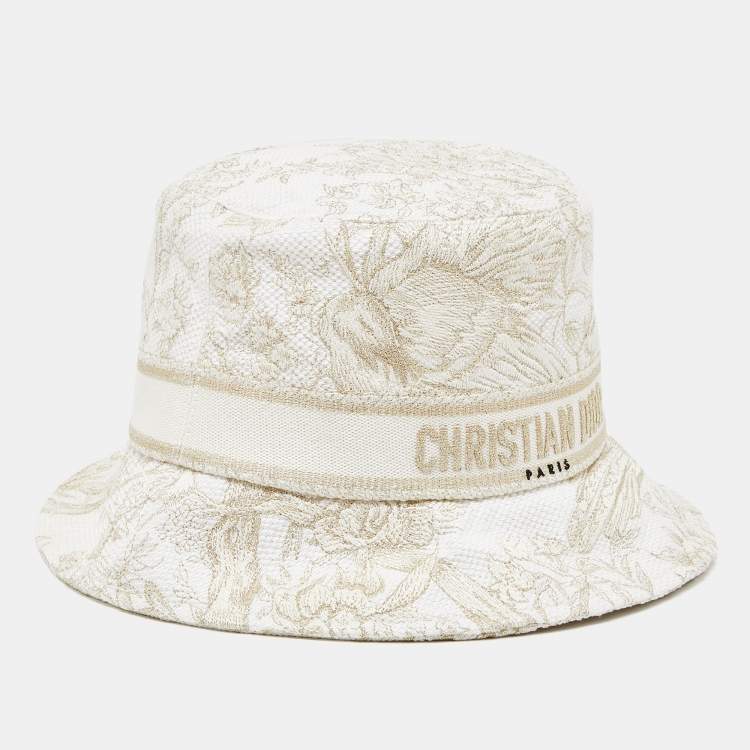 Dior Ivory/Gold Toile de Jouy D Bobby Cotton Bucket Hat 57