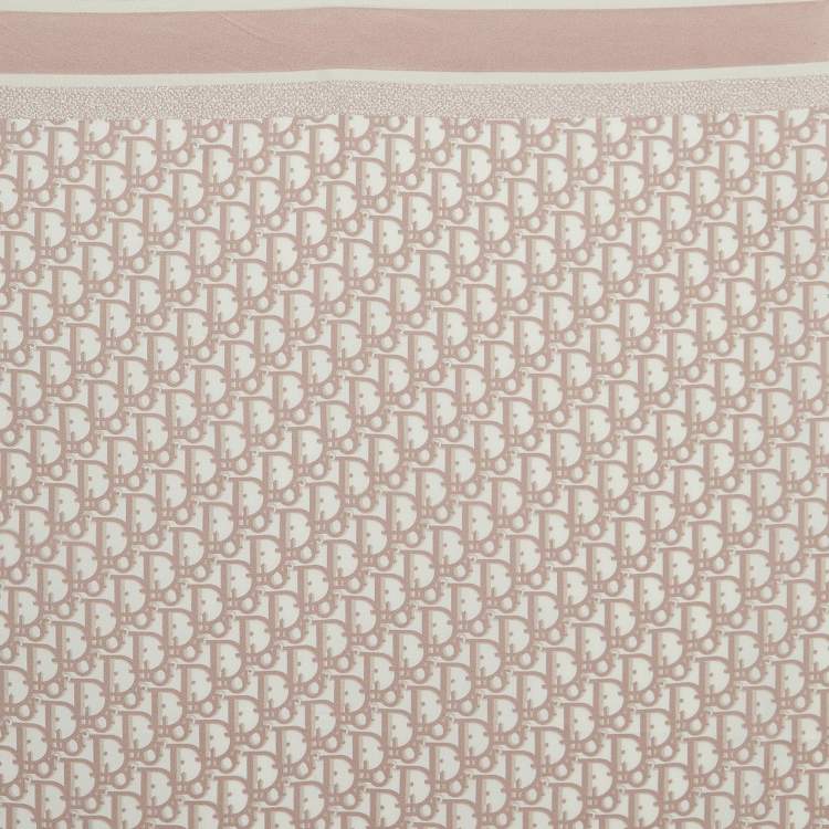 Pre Owned Dior Pink/Grey Oblique Diortwin Silk Square Scarf