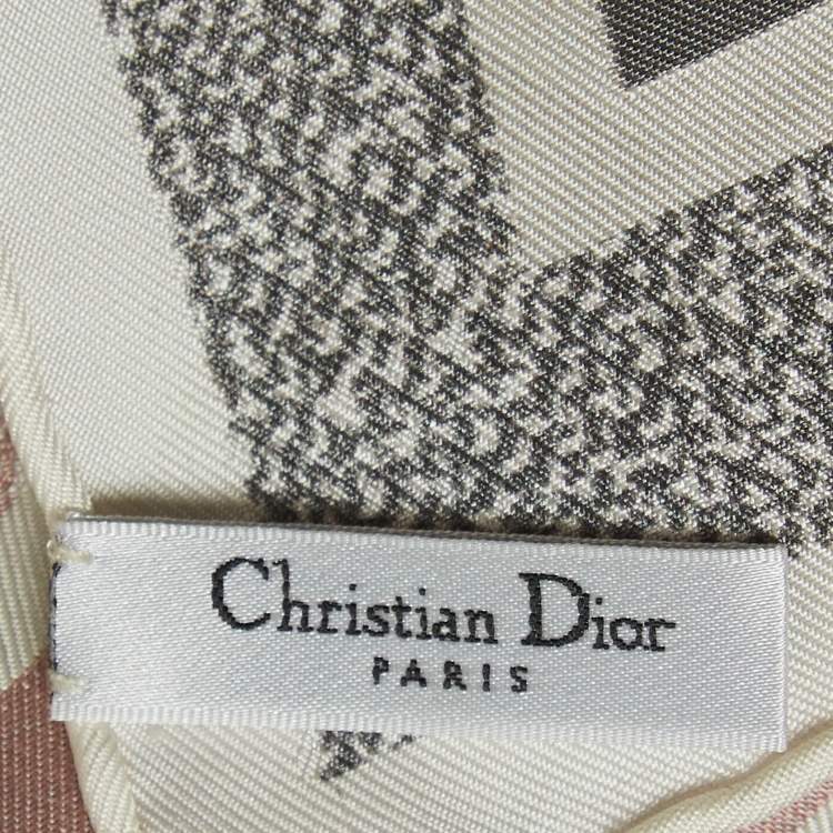 Pre Owned Dior Pink/Grey Oblique Diortwin Silk Square Scarf