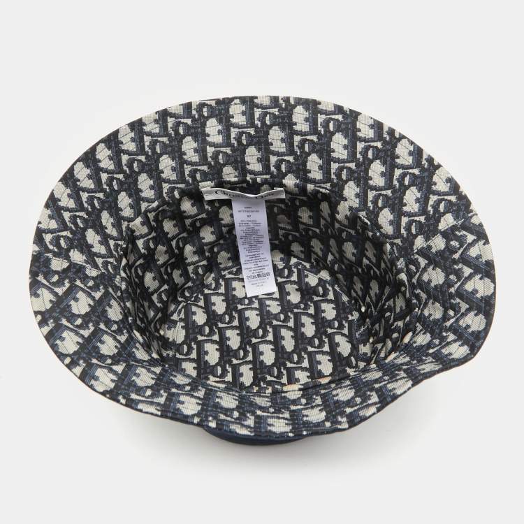 Pre Owned Christian Dior Oblique Reversible Teddy-D Brim Bucket Hat