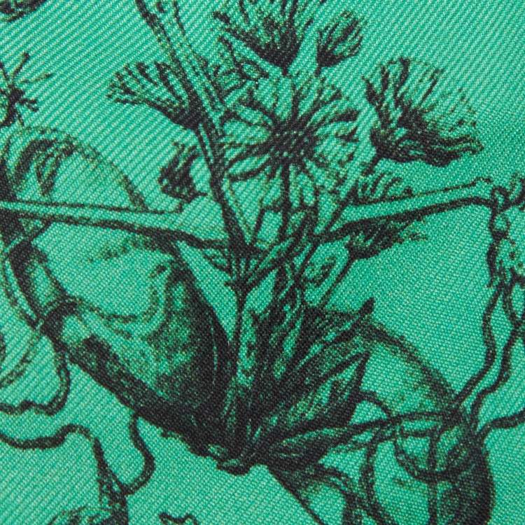 Pre Owned Dior Green Toile de Jouy Zodiac Silk Mitzah Scarf