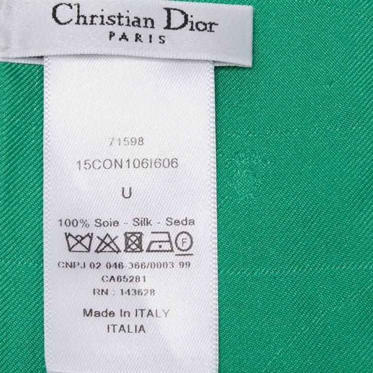 Pre Owned Dior Green Toile de Jouy Zodiac Silk Mitzah Scarf