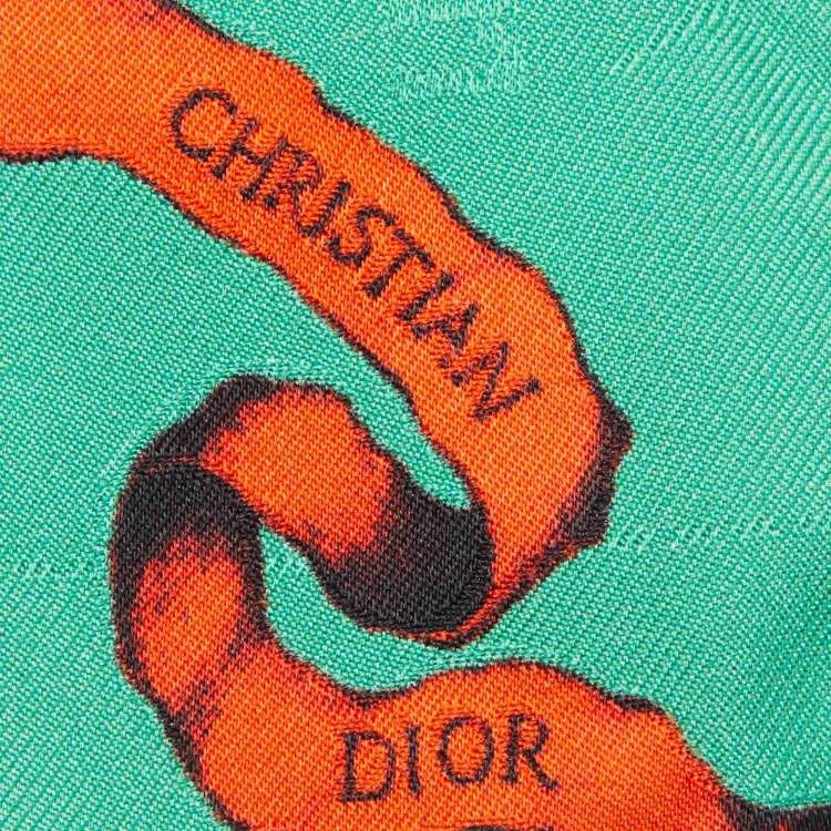 Pre Owned Dior Green Toile de Jouy Zodiac Silk Mitzah Scarf