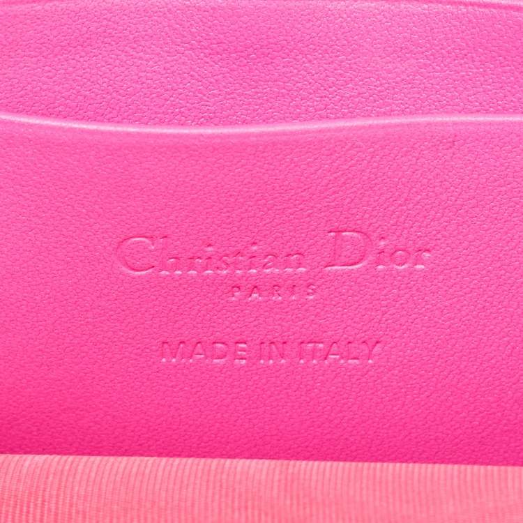 Pre Owned Dior Pink Cannage Leather Lady Dior Phone Chain Holder