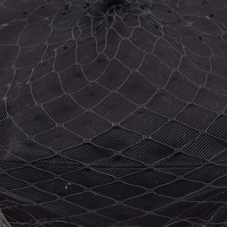 Pre Owned Christian Dior Black Cotton and Mesh Beret Size 58