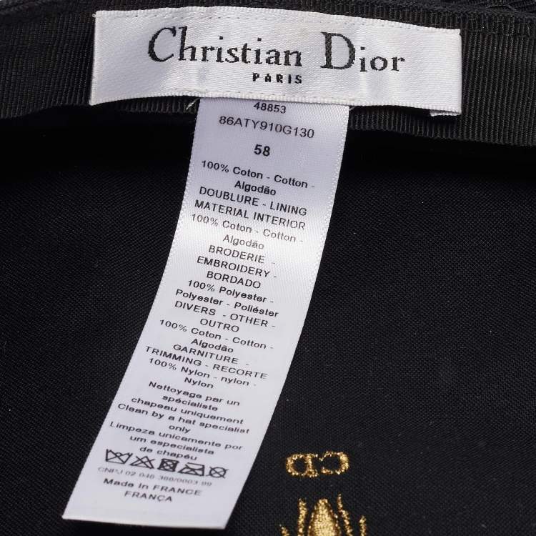 Pre Owned Christian Dior Black Cotton and Mesh Beret Size 58