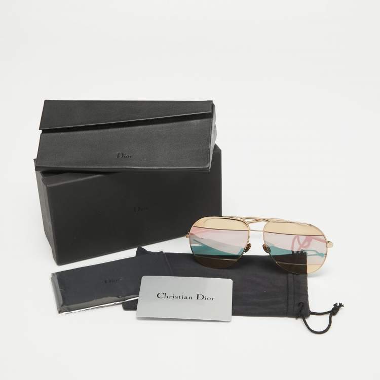 Pre Owned Dior Gold Mirrored Split 1 Aviator Sunglasses