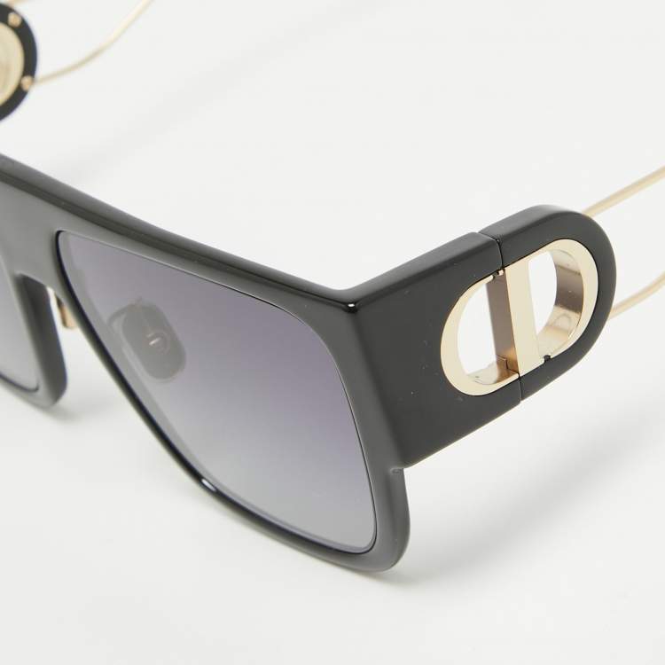 Pre Owned Dior Black/Gold 30Montaigne S3U Square Sunglasses