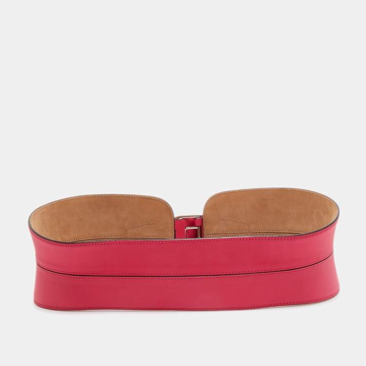Pre Owned Dior Pink Leather Waist Belt M