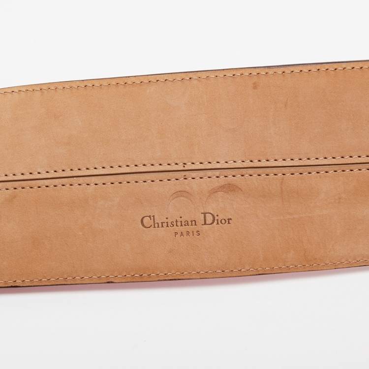 Pre Owned Dior Pink Leather Waist Belt M