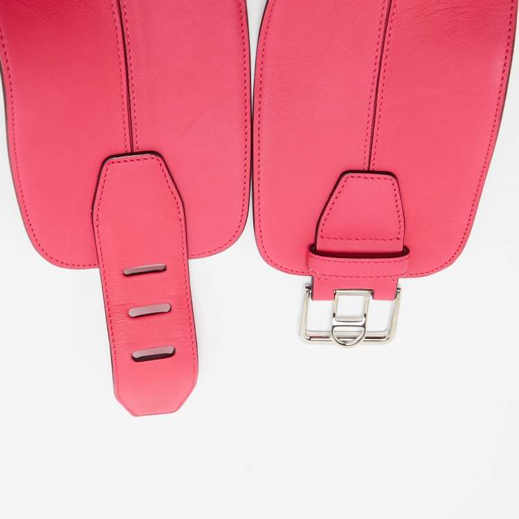 Pre Owned Dior Pink Leather Waist Belt M