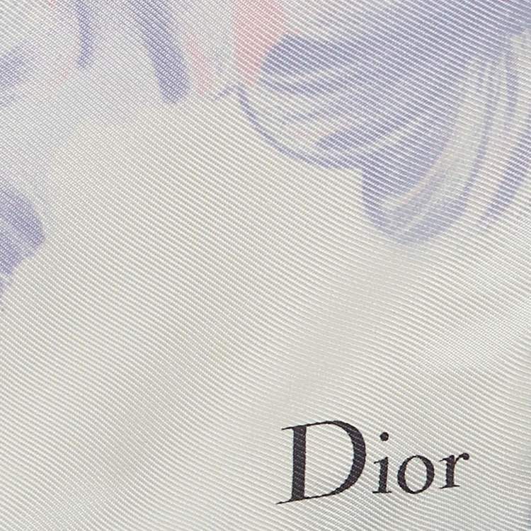 Pre Owned Dior Multicolor Floral Birds Bugs Print Silk Scarf