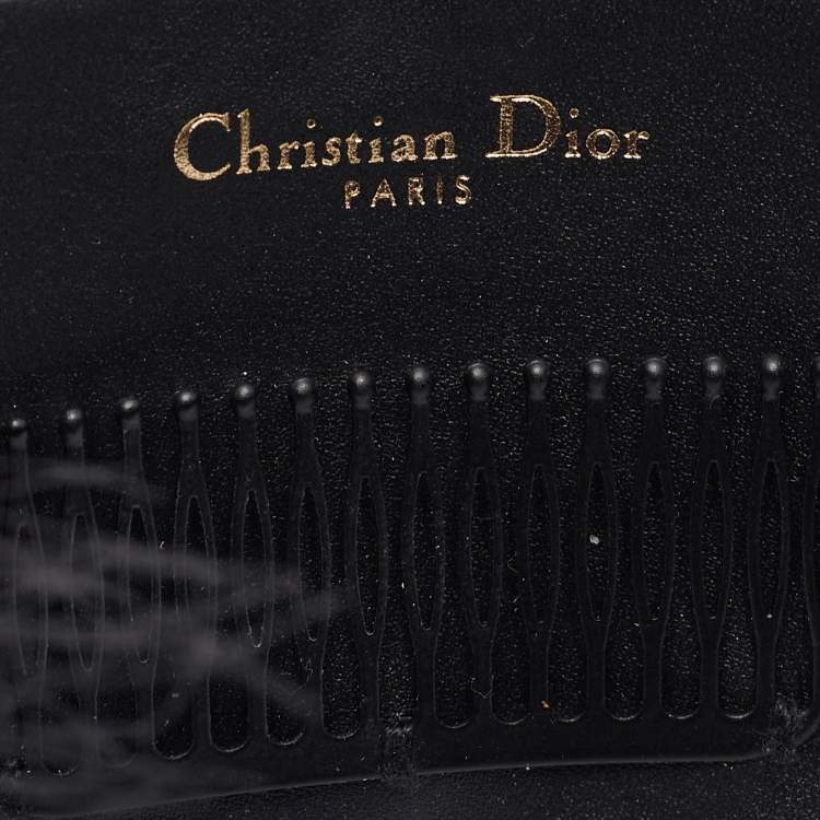 Pre Owned Dior Black Leather Veil Trimmed Poesy Headband One Size