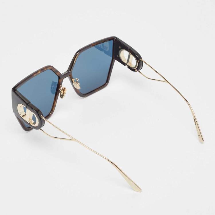 Pre Owned Dior Black/Gold 30 Montaigne BU Square Sunglasses