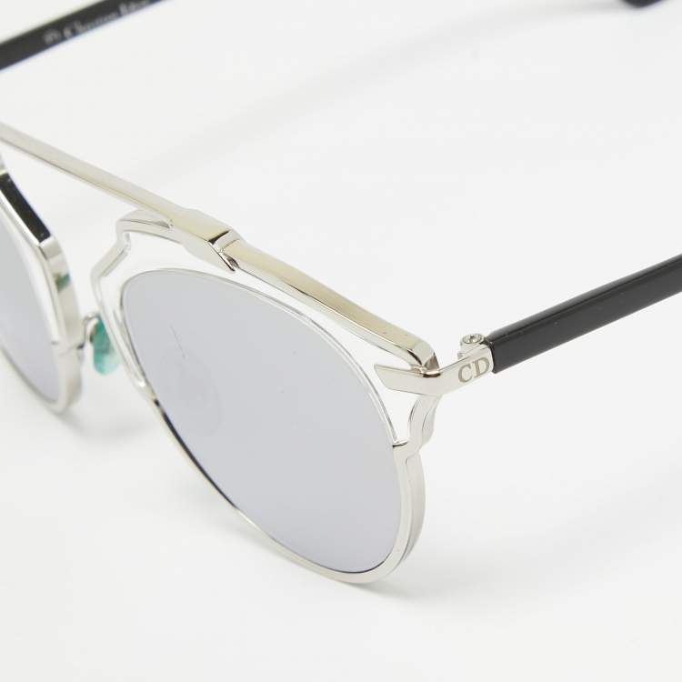 Pre Owned Dior Silver/Black Mirrored SoReal Aviator Sunglasses