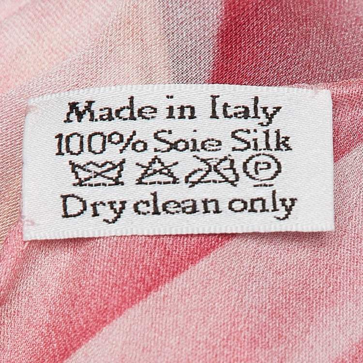 Pre Owned Christian Dior Pink/Yellow Diagonal Stripe Silk Square Scarf 