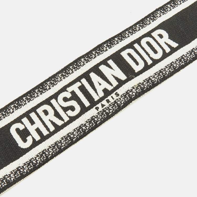 Pre Owned Dior Black Logo Embroidered Canvas Book Shoulder Bag Strap