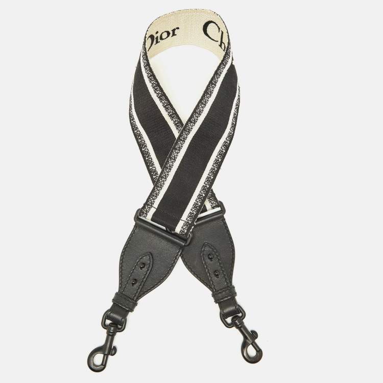 Pre Owned Dior Black Logo Embroidered Canvas Book Shoulder Bag Strap