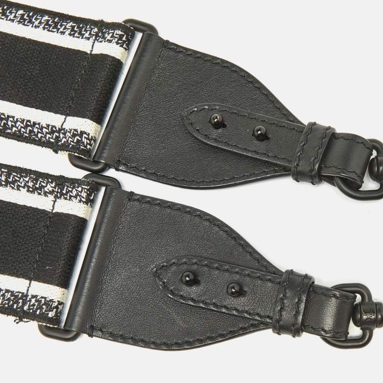 Pre Owned Dior Black Logo Embroidered Canvas Book Shoulder Bag Strap