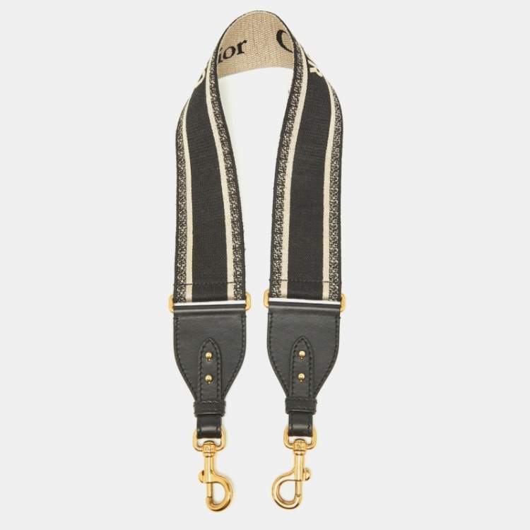 Pre Owned Dior Black Logo Embroidered Canvas Book Shoulder Bag Strap