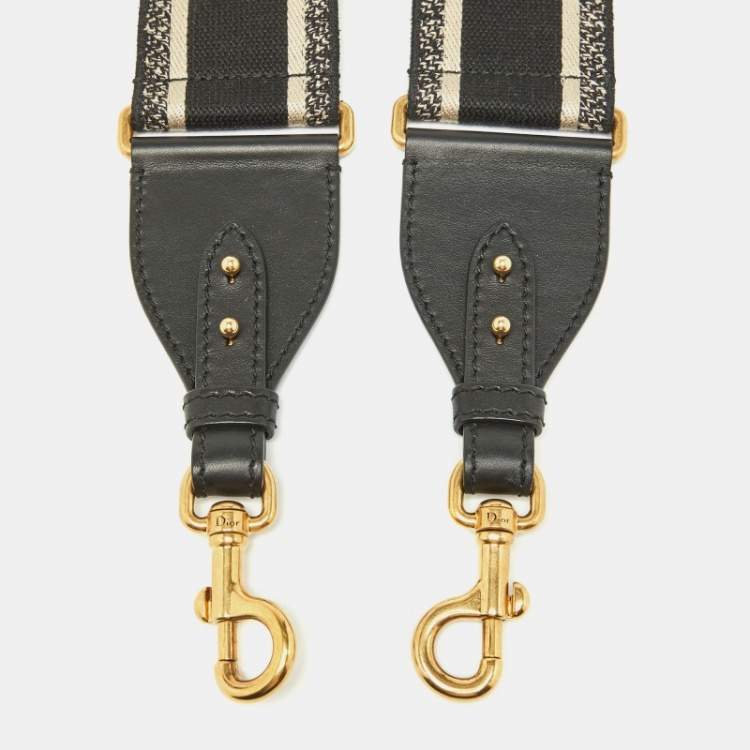 Pre Owned Dior Black Logo Embroidered Canvas Book Shoulder Bag Strap