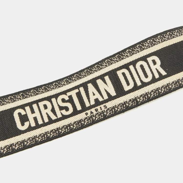 Pre Owned Dior Black Logo Embroidered Canvas Book Shoulder Bag Strap