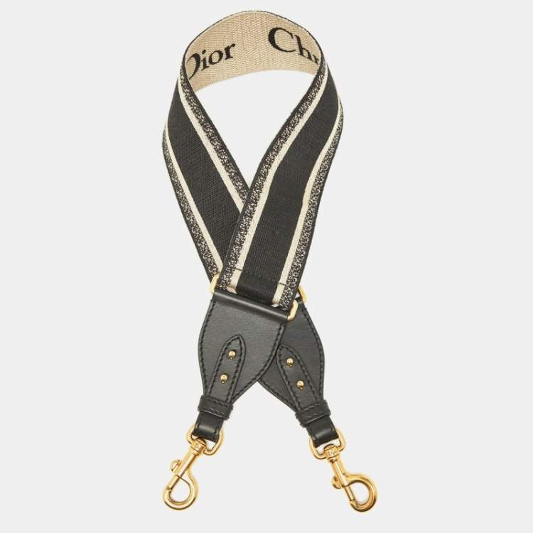 Pre Owned Dior Black Logo Embroidered Canvas Book Shoulder Bag Strap