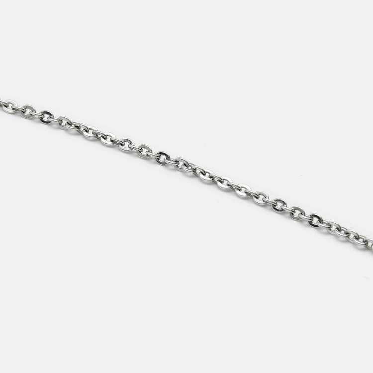 Pre Owned Dior Oblique Crystal Silver Tone Necklace