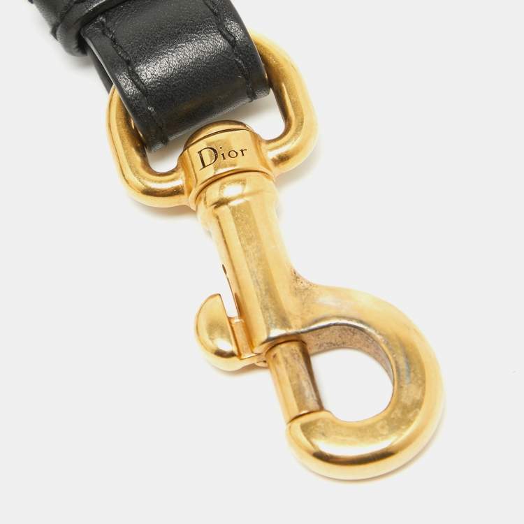 Pre Owned Dior Black Logo Embroidered Canvas Book Shoulder Strap