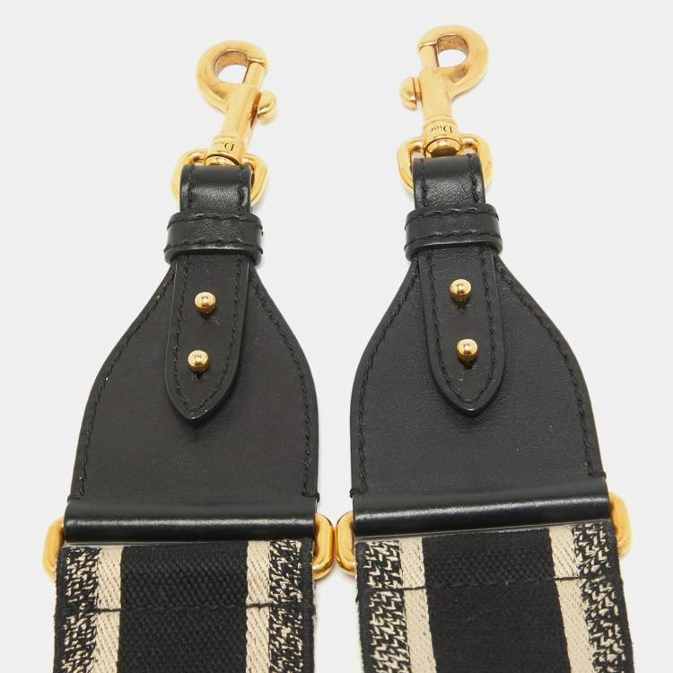 Pre Owned Dior Black Logo Embroidered Canvas Book Shoulder Strap